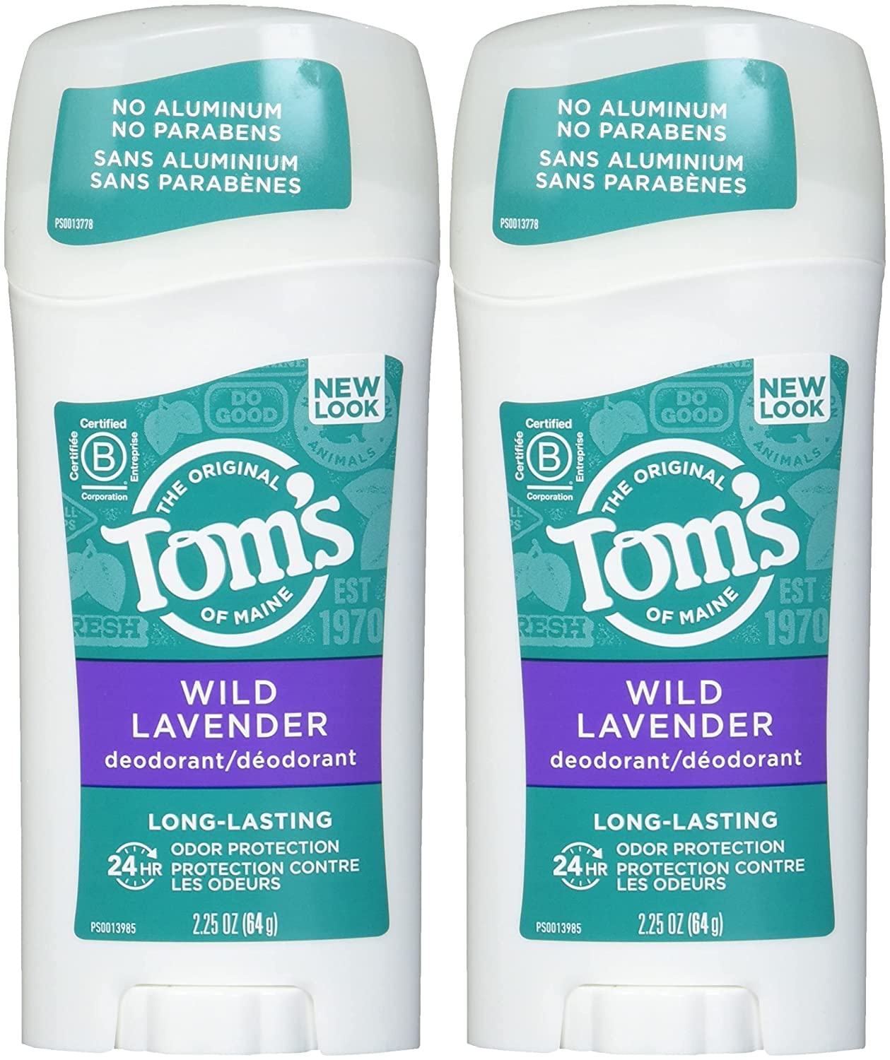Tom's of Maine Lavender deodorant stick pack 2 front view for lasting freshness