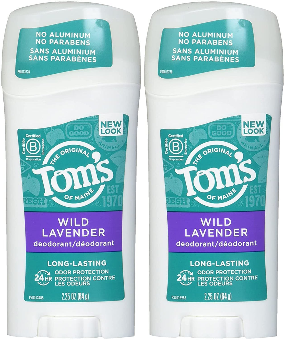 Tom's of Maine Lavender deodorant stick pack 2 front view for lasting freshness