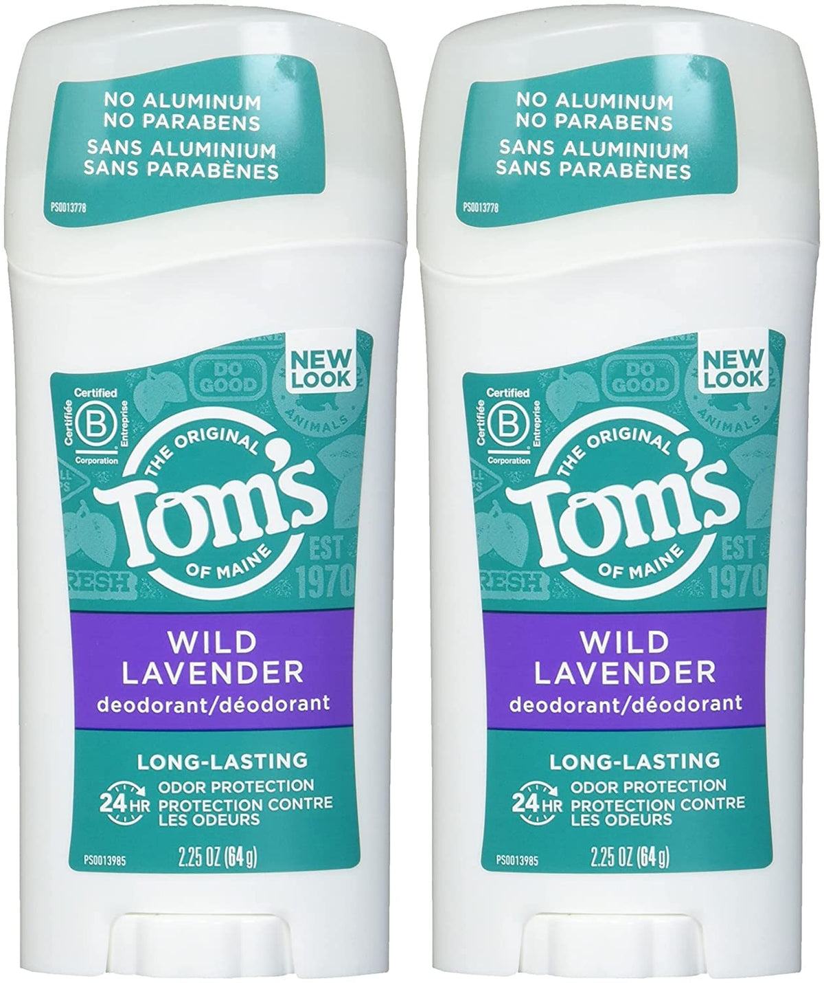 Tom's of Maine Lavender deodorant stick pack 2 front view for lasting freshness