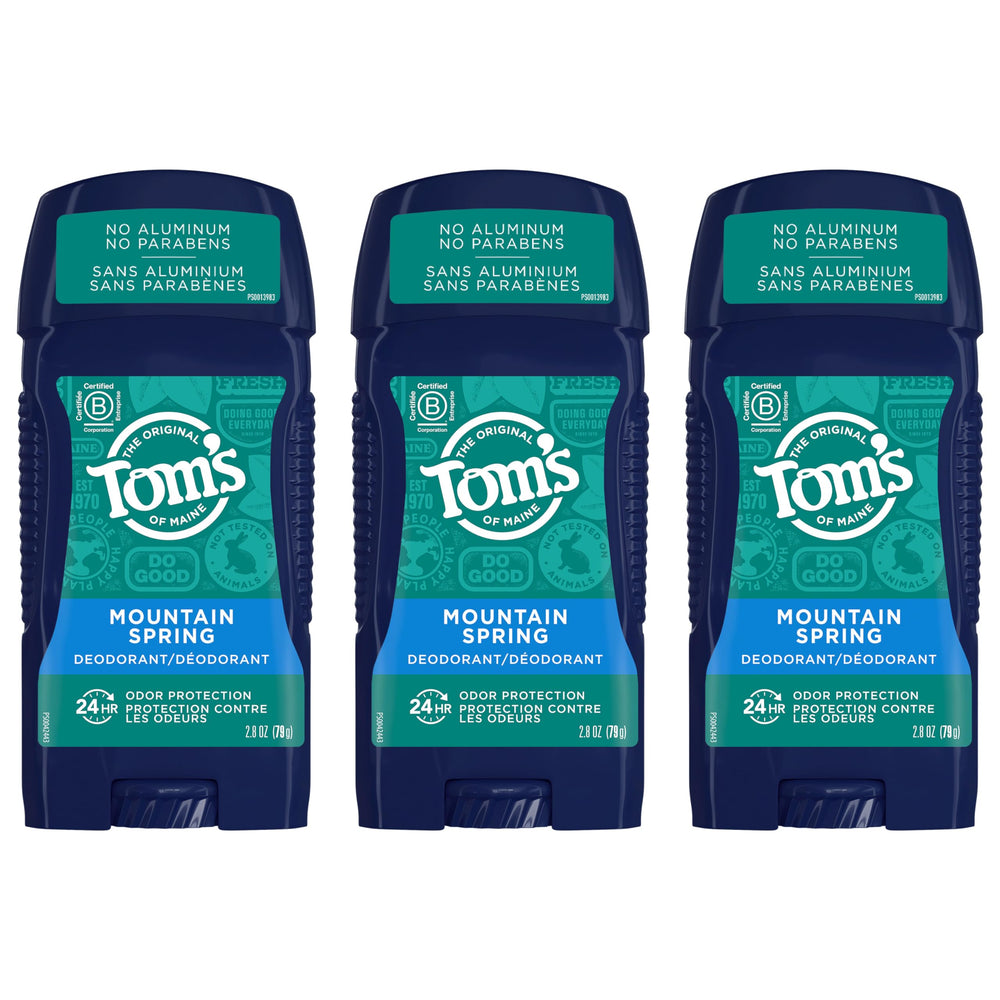 Tom's of Maine Mountain Spring 3-pack packaging for travels and daily use.