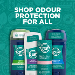 Tom's of Maine Mountain Spring deodorant stick close-up shows natural formula.