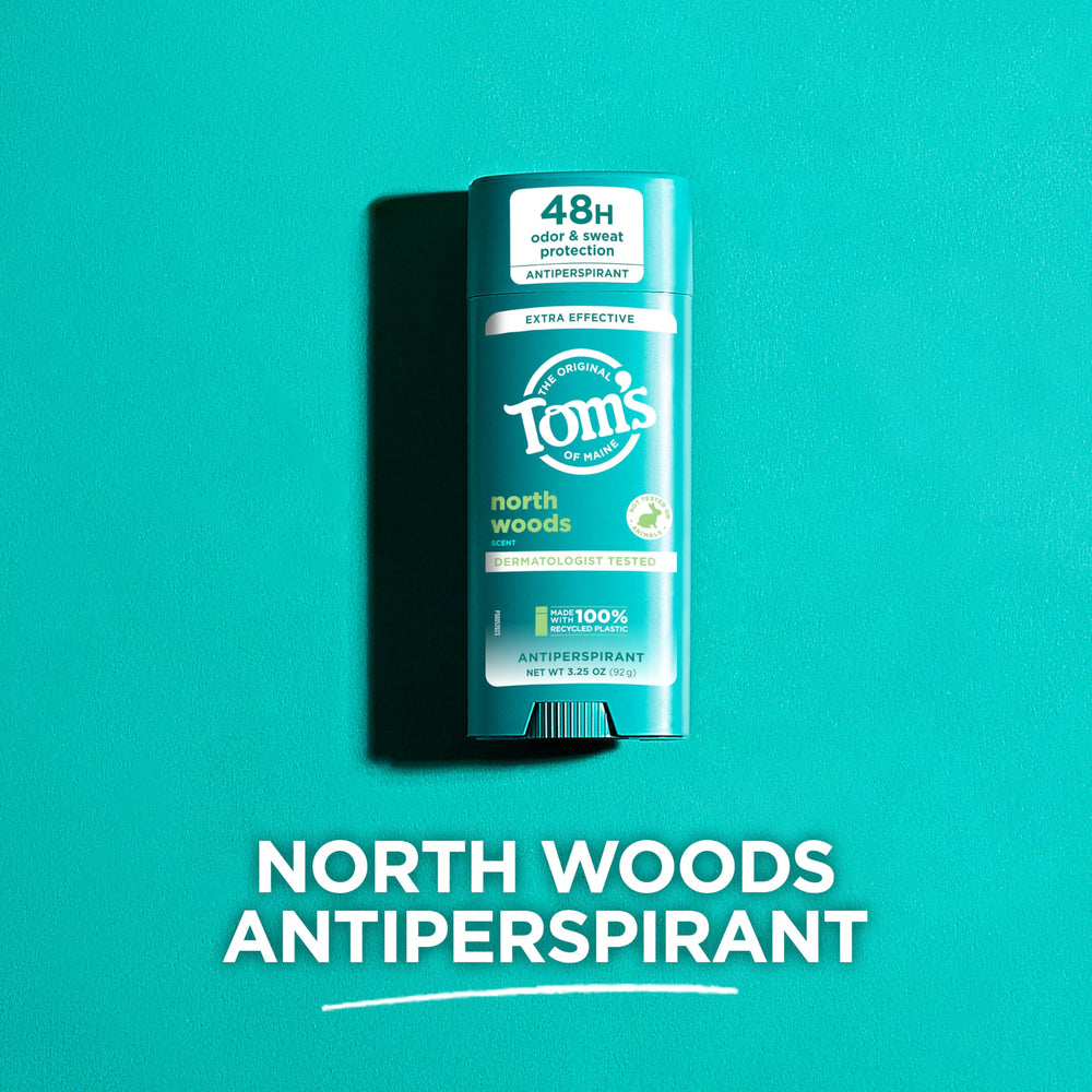 Dermatologist-tested Tom's of Maine North Woods antiperspirant label