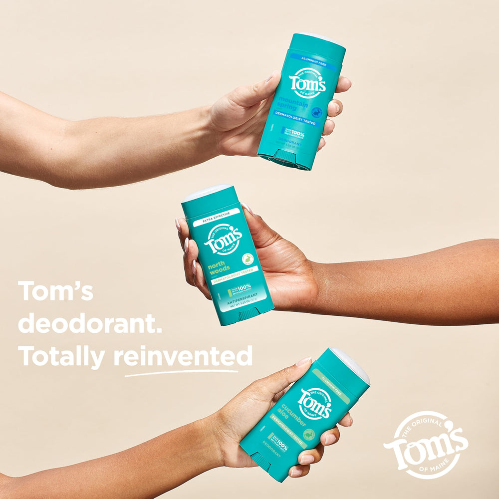 Recycled plastic container for Tom's of Maine North Woods antiperspirant