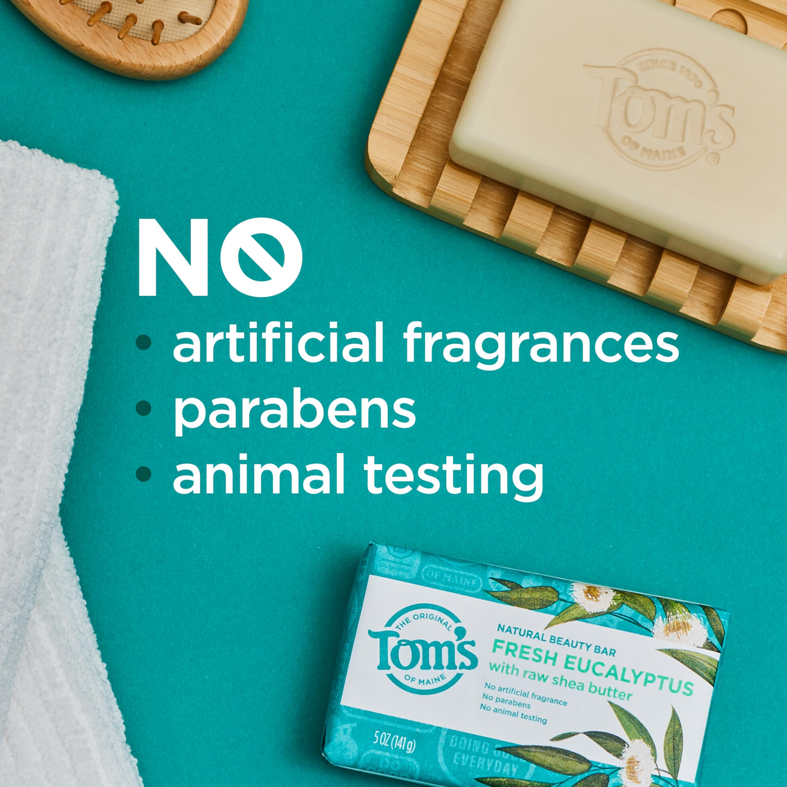 Tom's of Maine shea butter bar texture showcases nourishing skincare benefits.