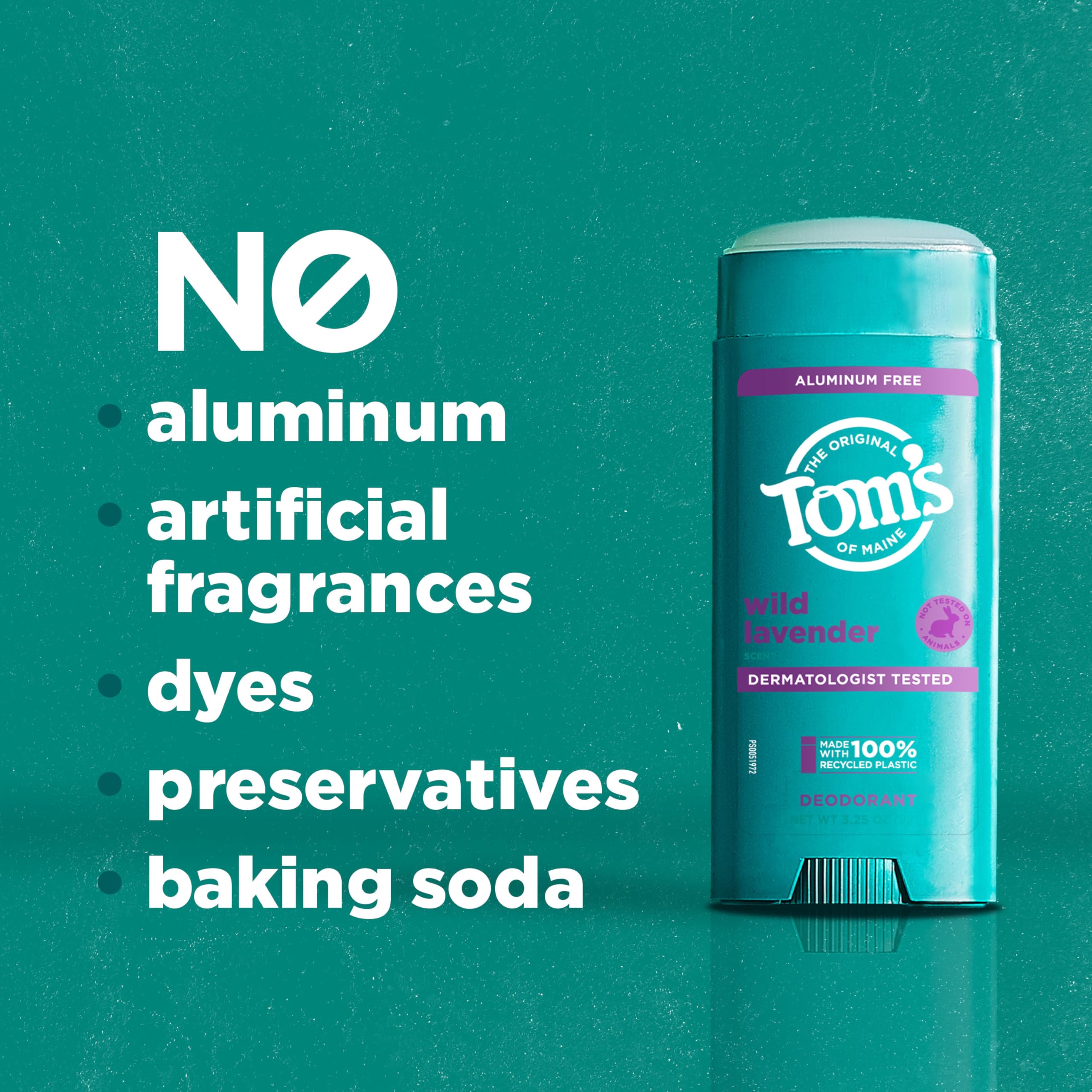 Tom's of Maine Wild Lavender deodorant highlights odor protection and moisture control