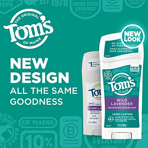 Tom's of Maine Wild Lavender deodorant stick close-up showing aluminum-free formula