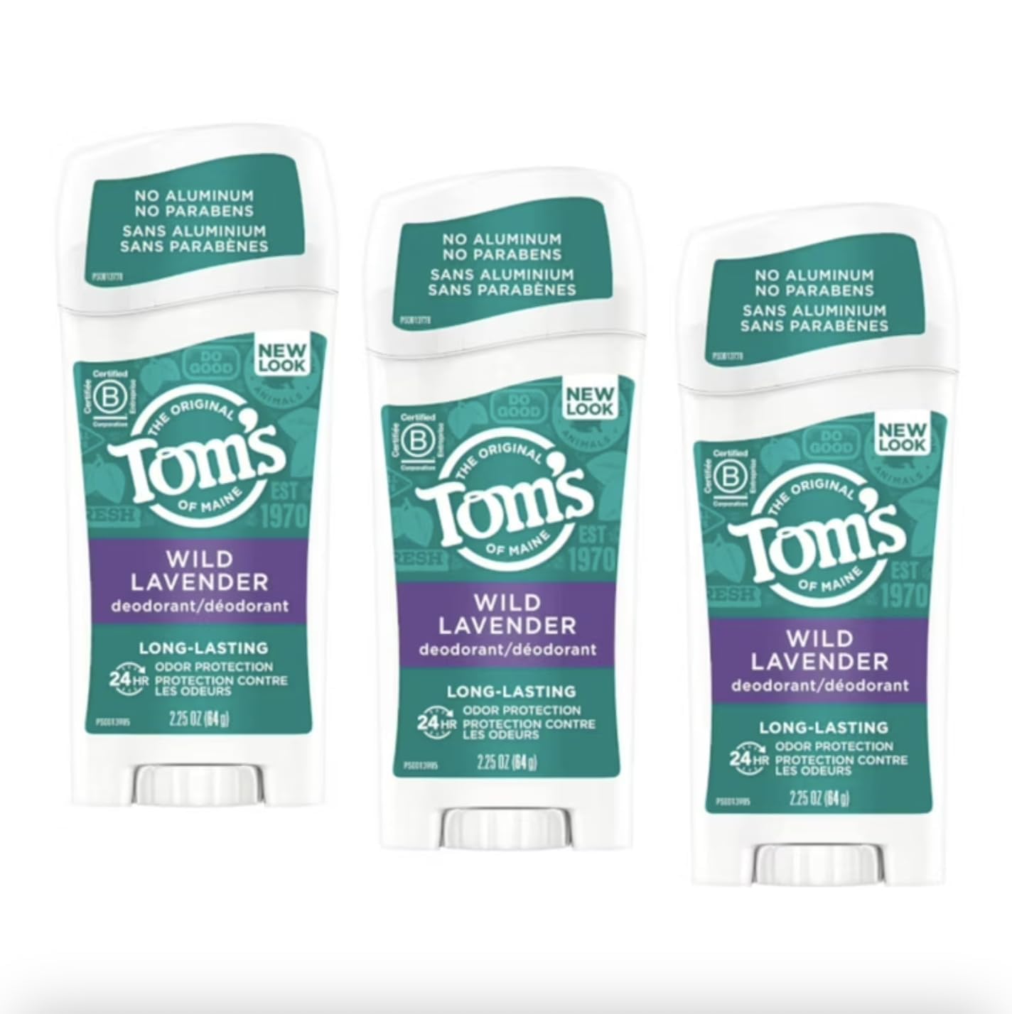 Tom's of Maine Wild Lavender deodorant stick front view for all-day freshness