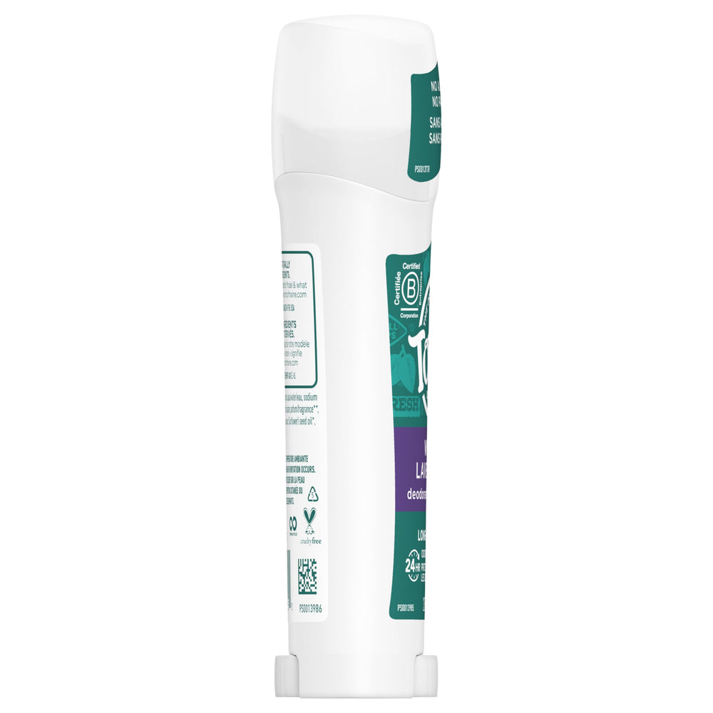 Tom's of Maine Wild Lavender deodorant stick swatch on skin showing glide
