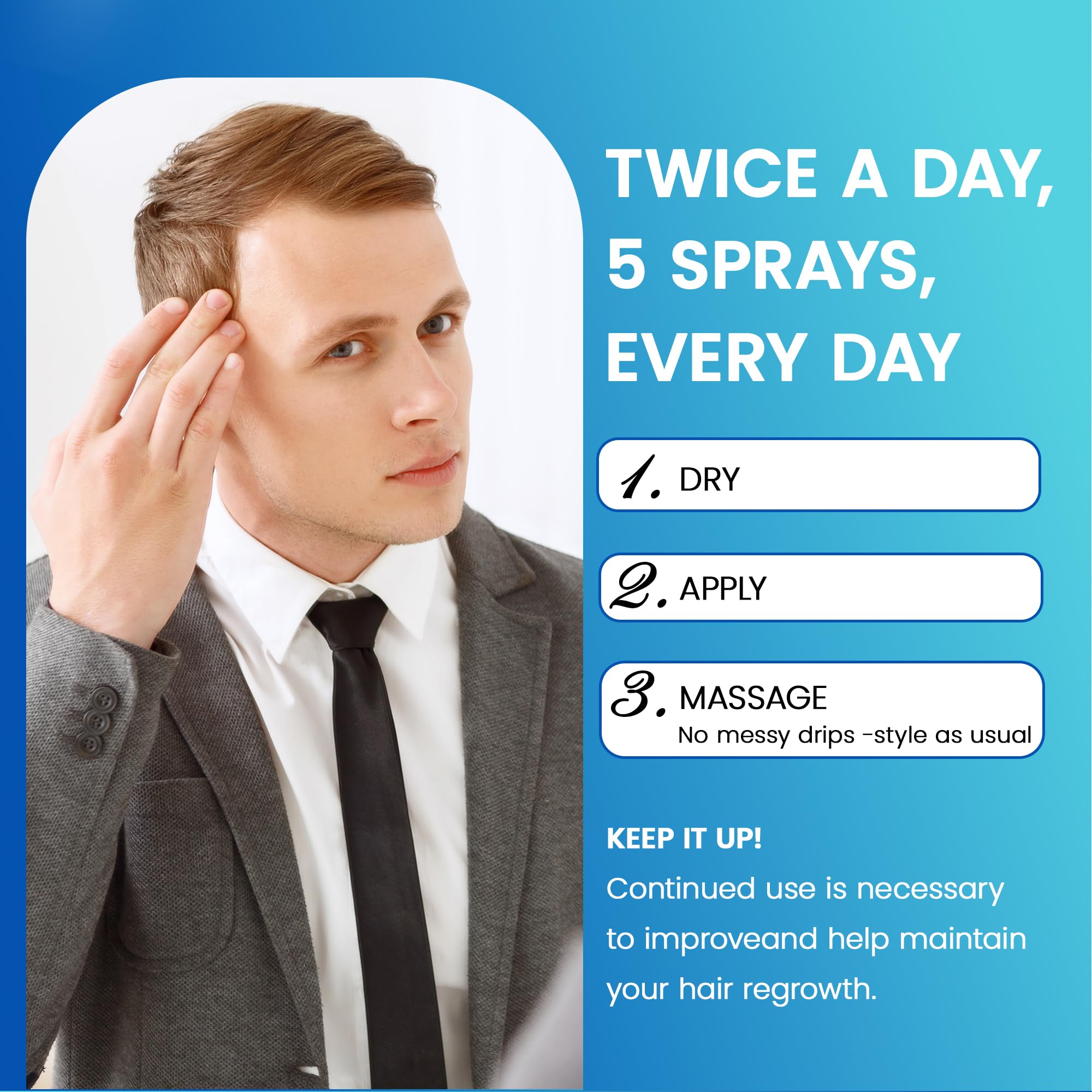 TOMUM minoxidil spray during post-shower routine for easy scalp coverage.