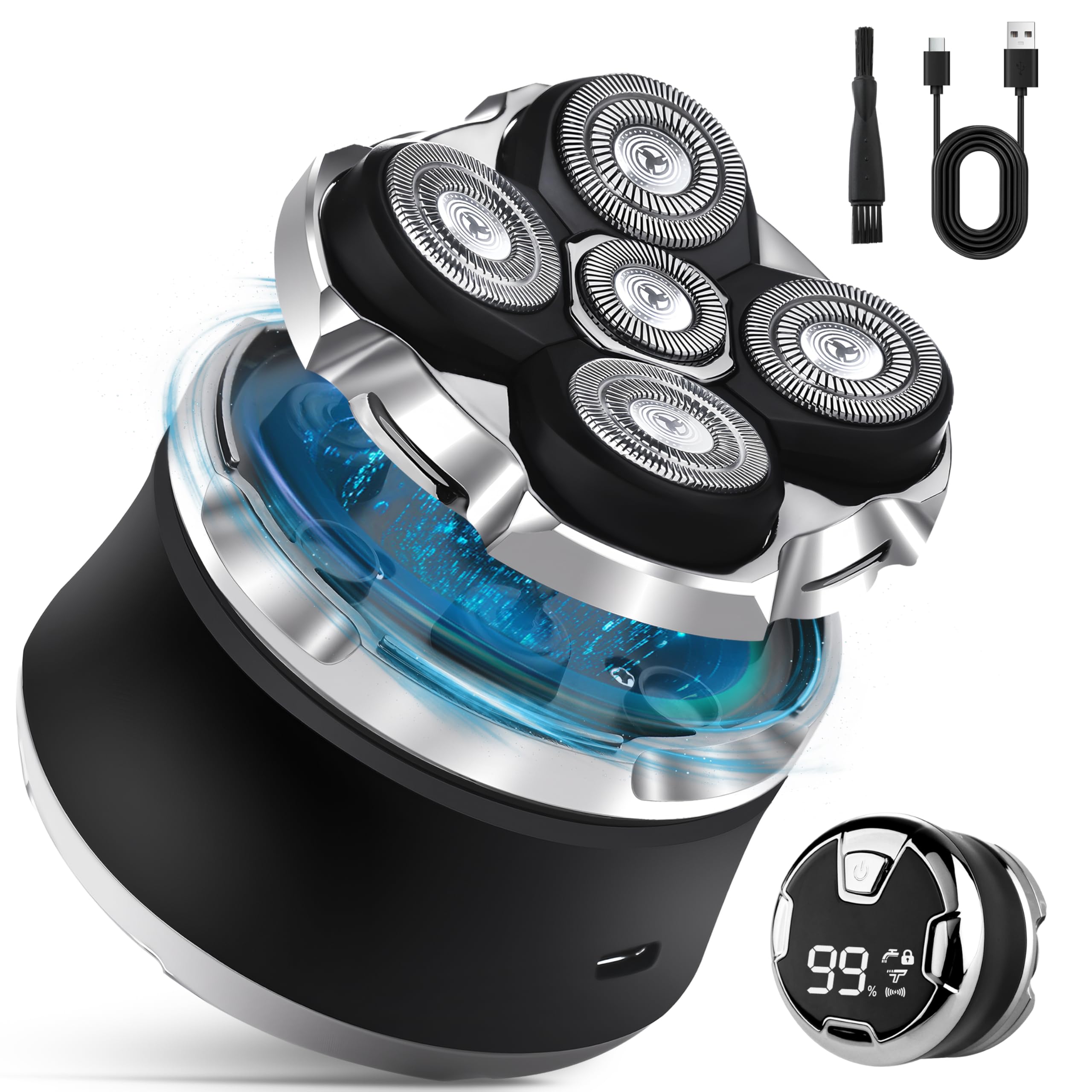 Toncoke 5D head shaver front view with a comfortable grip for precise grooming.