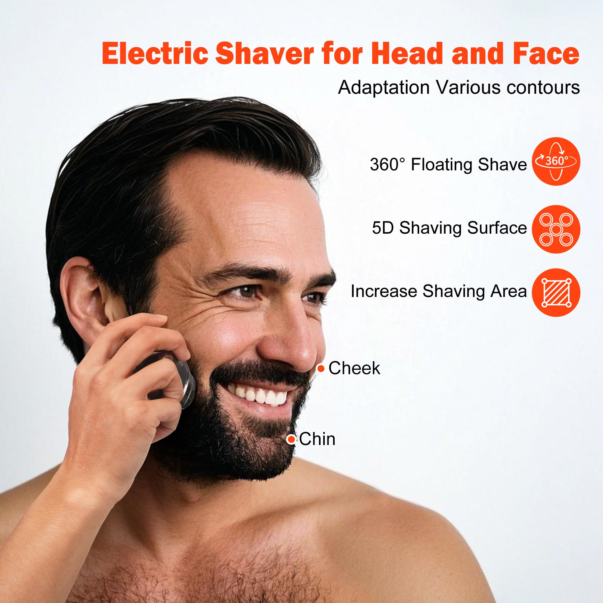 Toncoke 5D shaver LED display showing battery status and reminders.