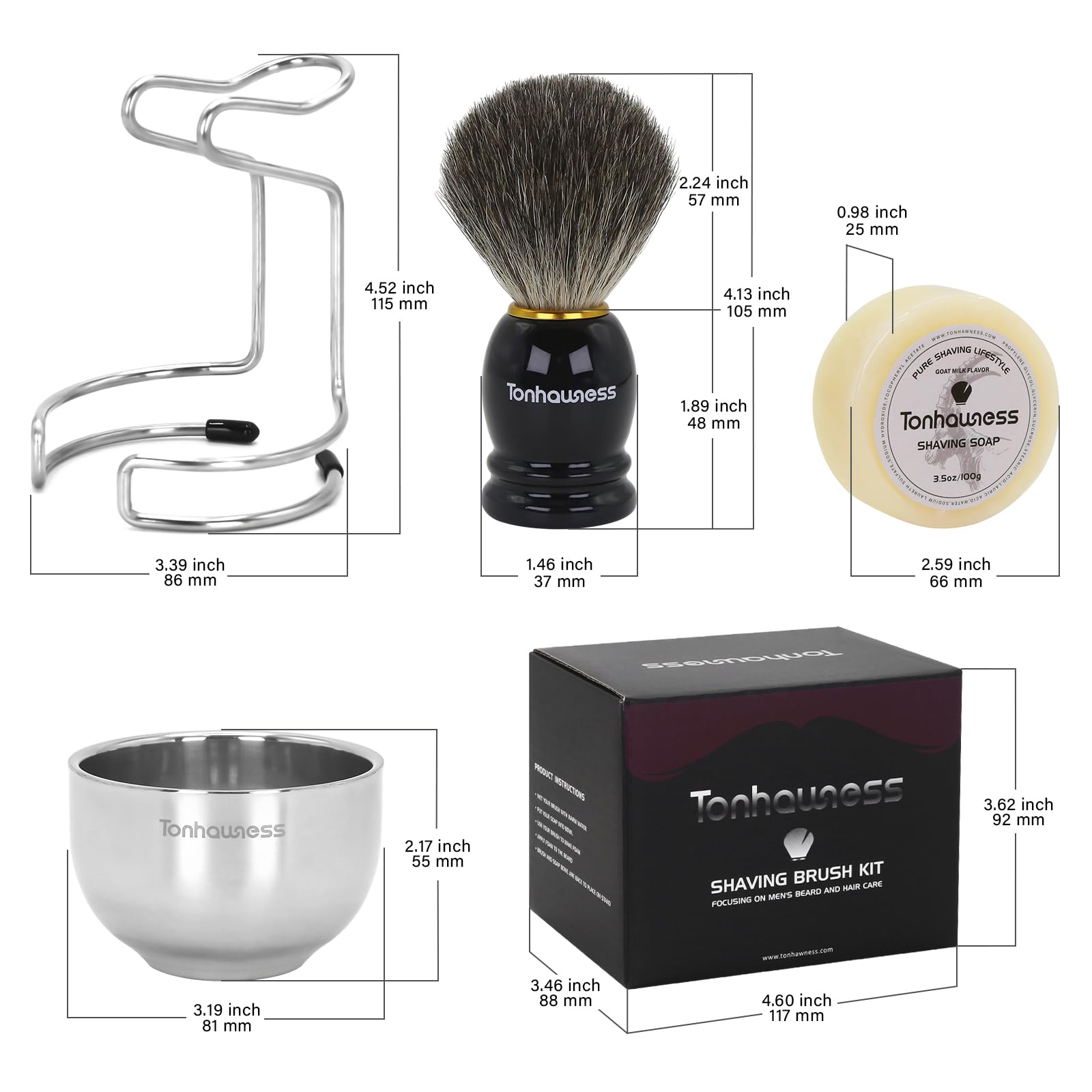 Tonhawness shaving kit compact design for easy storage and travel.