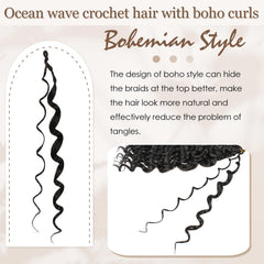 Toniola ocean wave crochet hair 14in length detail shows natural volume