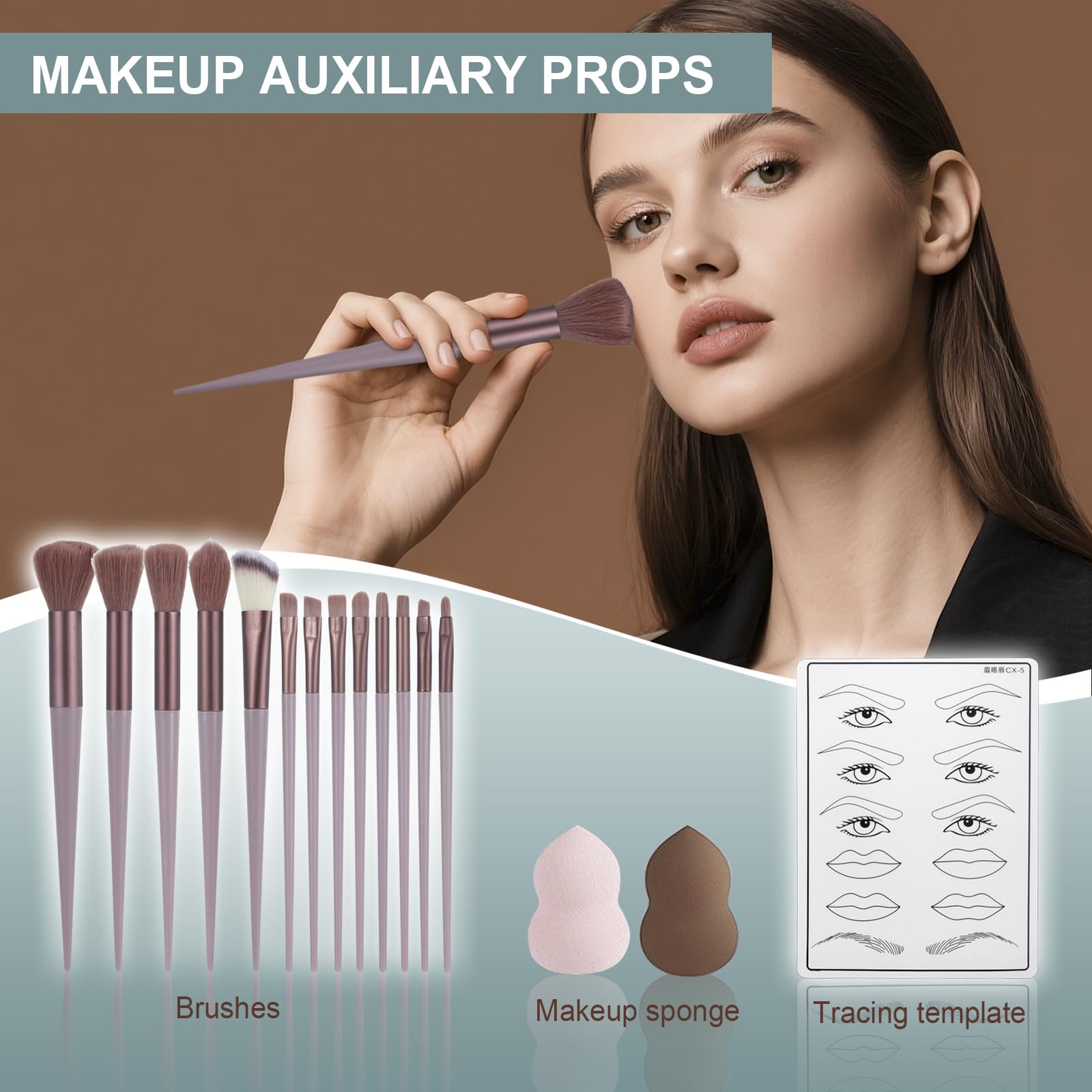 TooAemiS brush set alongside palette for smooth, blended makeup application.