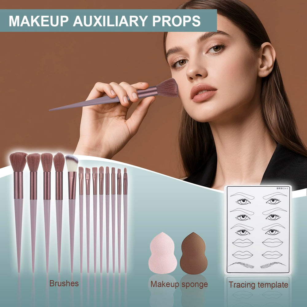 TooAemiS brush set alongside palette for smooth, blended makeup application.