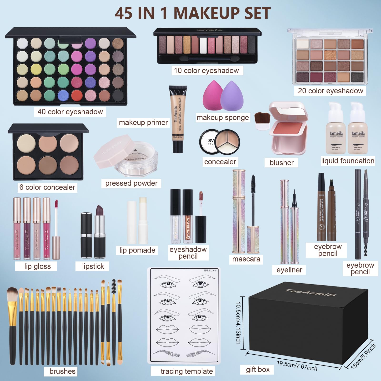 TooAemiS 16-color eyeshadow palette for versatile eye looks
