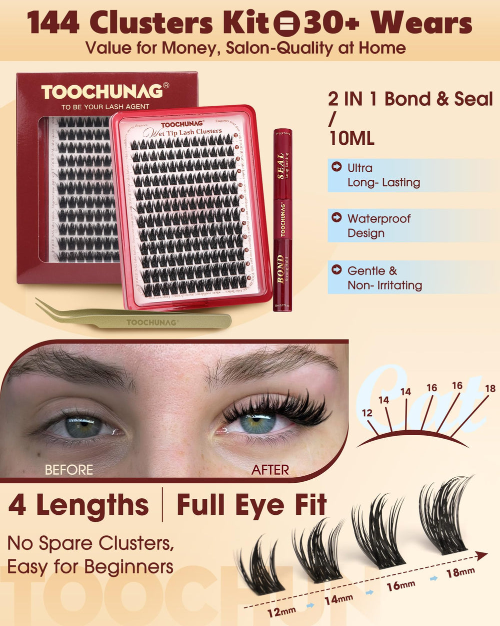 TOOCHUNAG Customizable 144 clusters enable mix-and-match styles for daily or evening looks.
