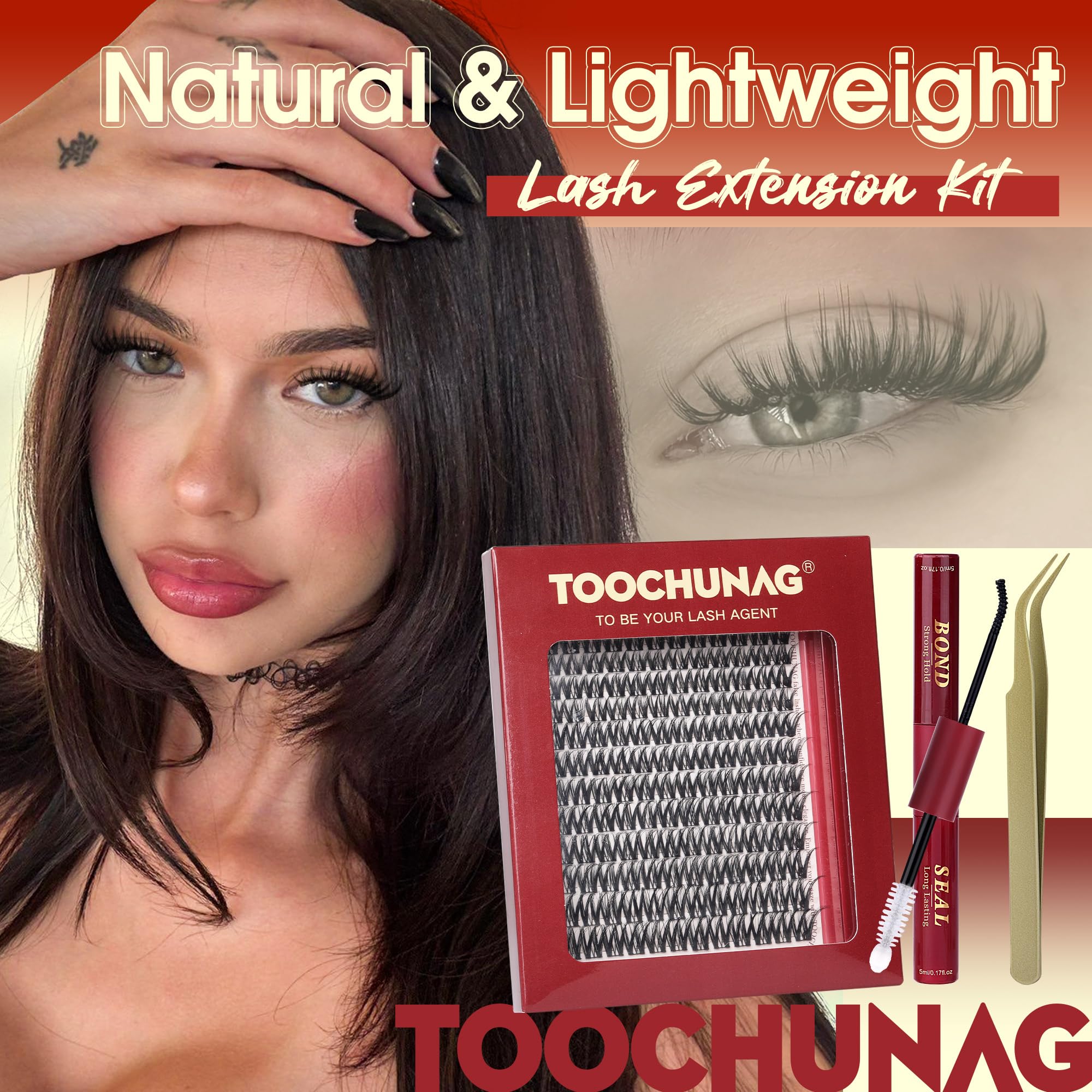 TOOCHUNAG Flora Lash Clusters Kit lengths 8-18mm for customizable wispy looks