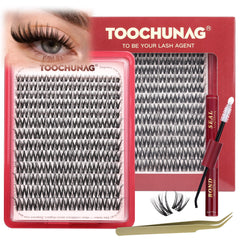 TOOCHUNAG Flora Lash Clusters Kit wide-band design close-up for quick full lashes