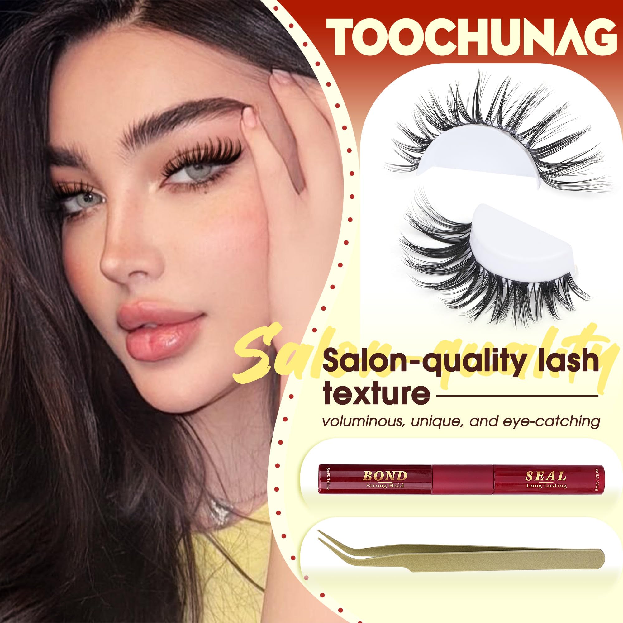 TOOCHUNAG Wispy 8-18mm lash clusters create natural volume