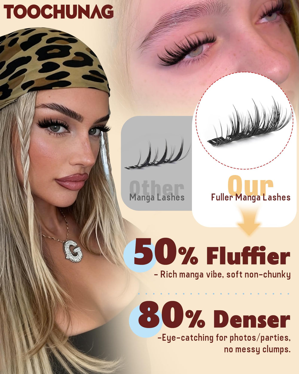 TOOCHUNAG Lash Clusters Kit 12-18mm display demonstrates versatile length options for daily to party looks.