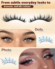 TOOCHUNAG Manga lashes closeup highlights spiky clusters boosting eye definition for dramatic looks.