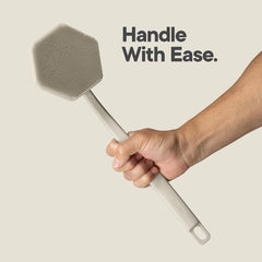 TOOLETRIES back scrubber hook stores securely on mirrors and tiles