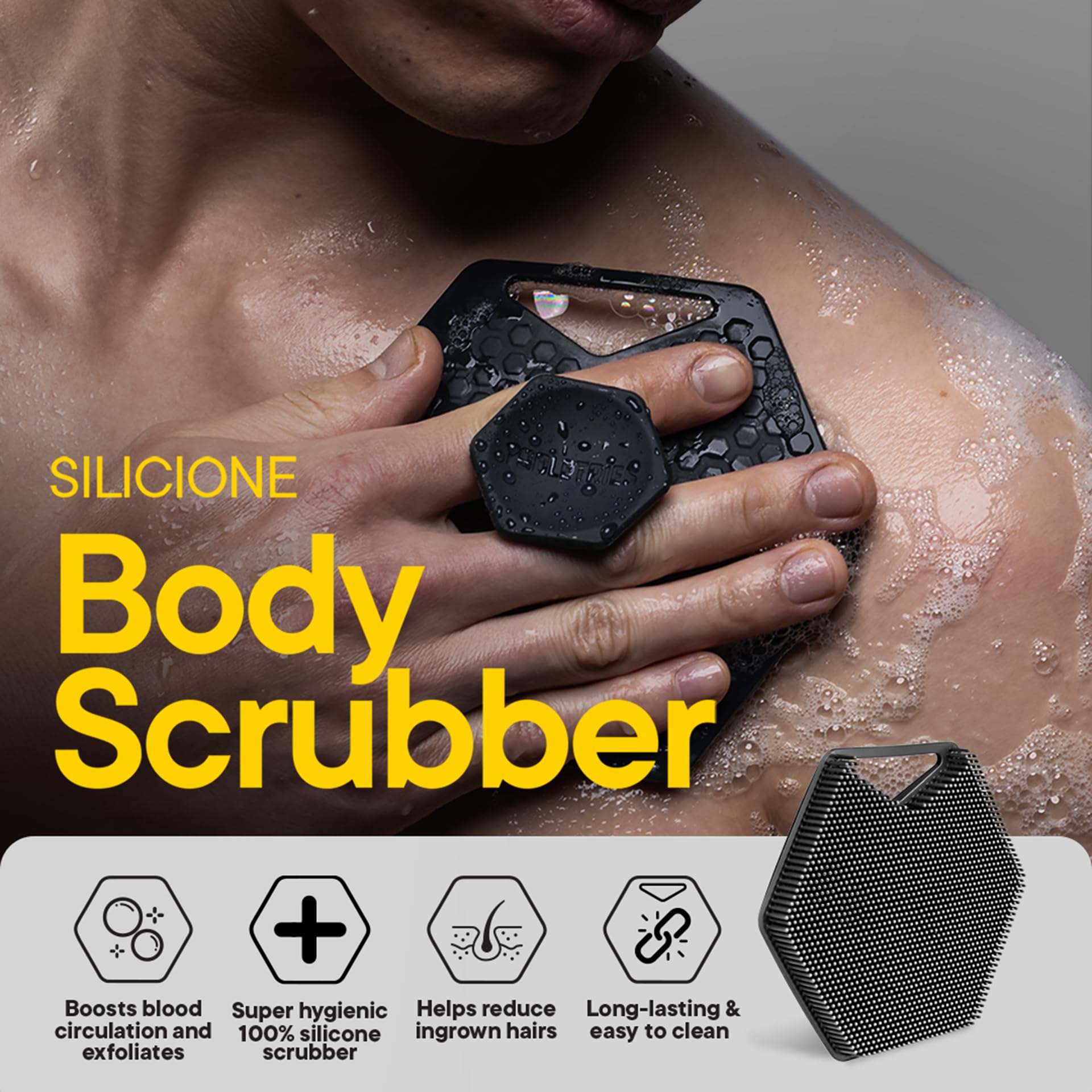 TOOLETRIES Body Scrubber 2.0 easy-clean routine minimizes buildup between uses.