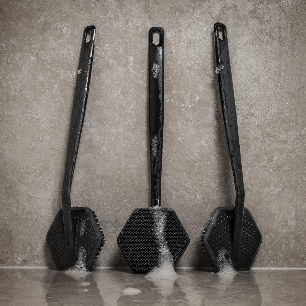 TOOLETRIES close-up of silicone bristles highlighting gentle, effective exfoliation