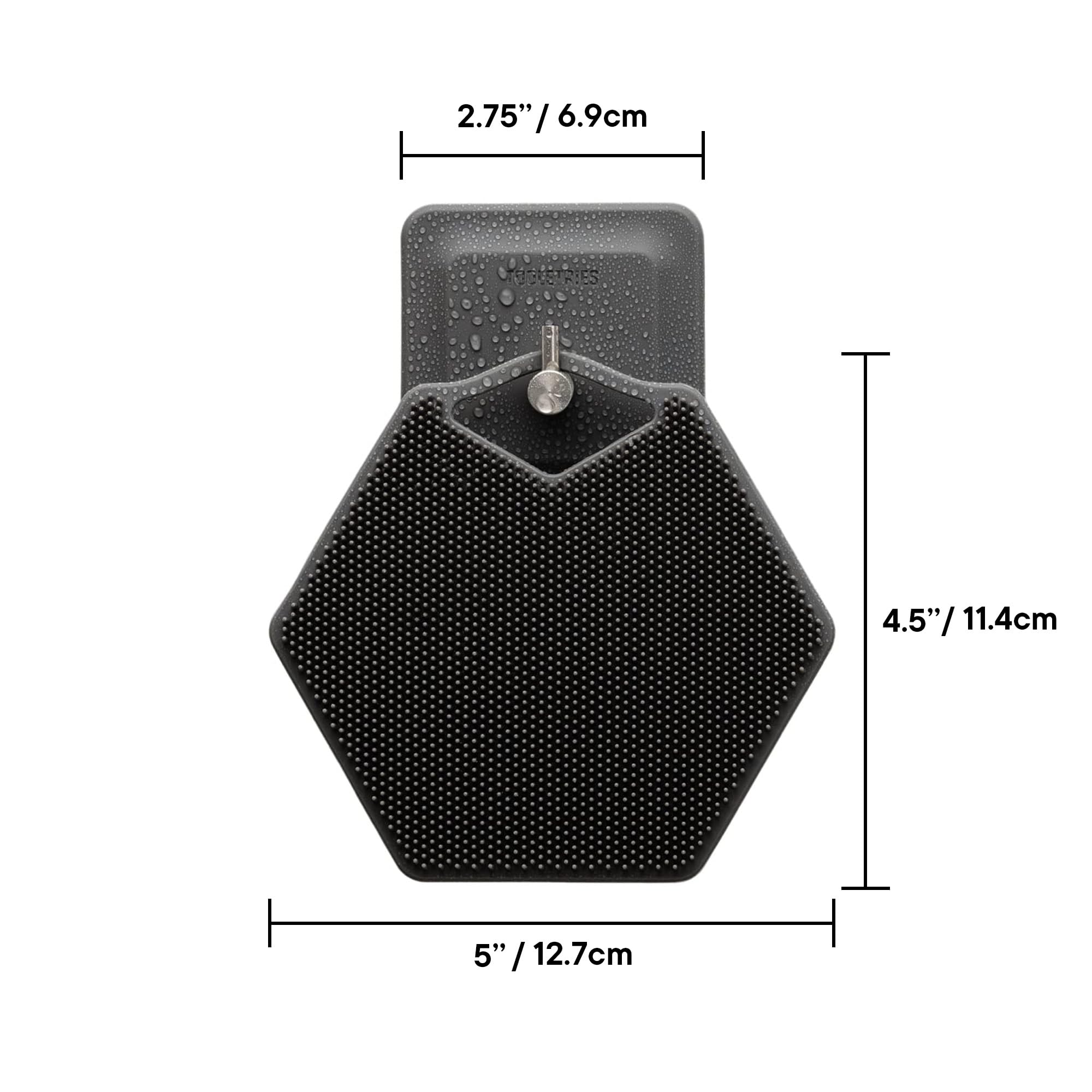 TOOLETRIES hook-installation step shows quick setup for clutter-free bathroom.