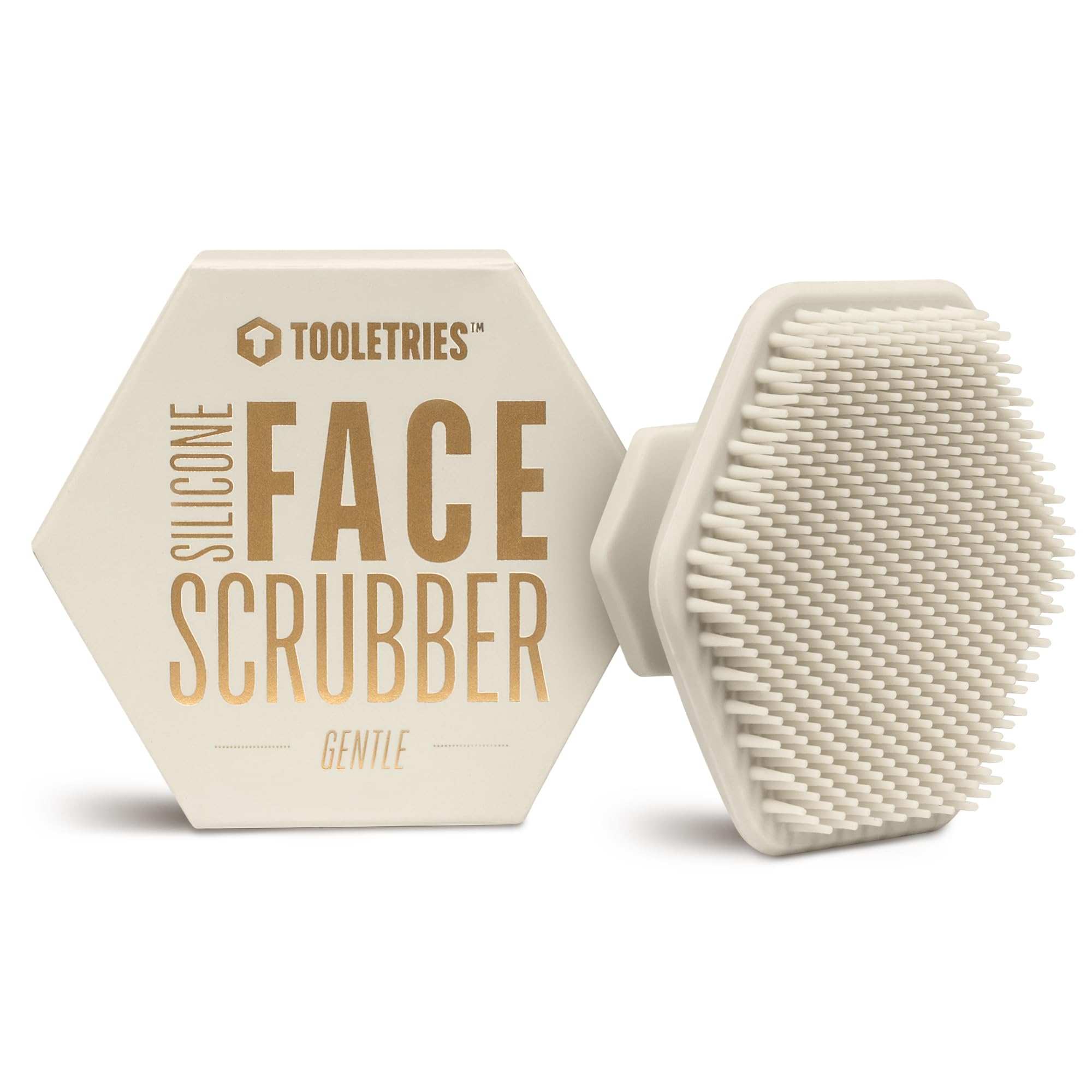 TOOLETRIES Men's Face Scrubber close-up of silicone bristles providing gentle exfoliation