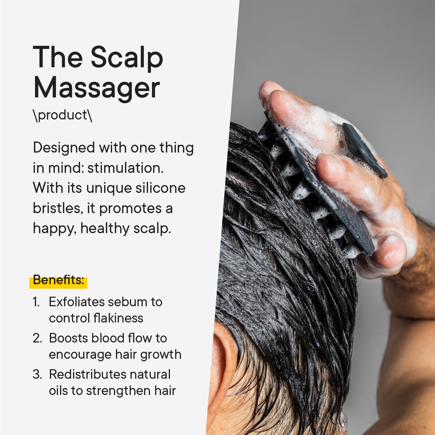 TOOLETRIES scalp-scrubber hook storage after use keeps your shower neat.