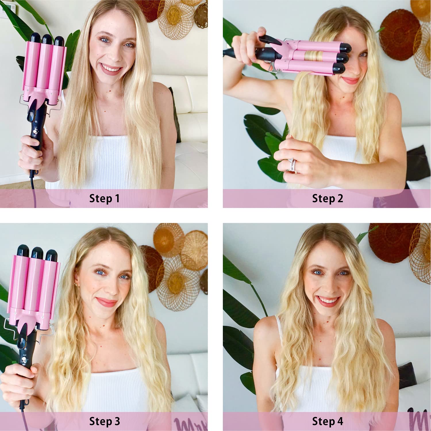 TOP4EVER anti-skid handle and ceramic barrels reduce slips during styling