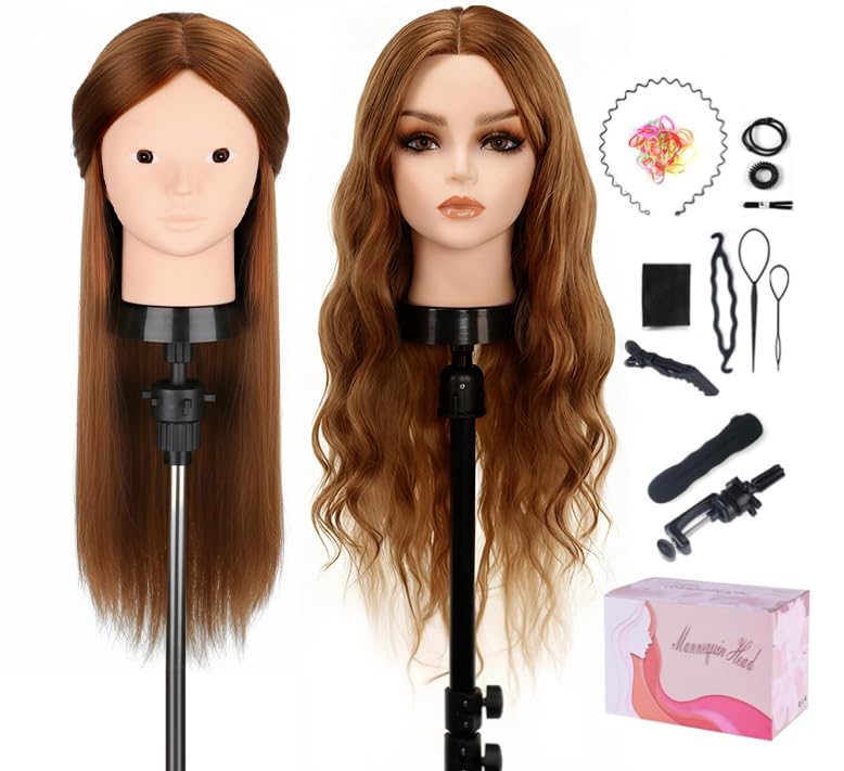 TopDirect mannequin head front view with 80% real hair for practice styling