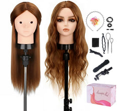 TopDirect mannequin head front view with 80% real hair for practice styling