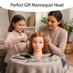 TopDirect 18in real hair mannequin head side view for precise detailing practice