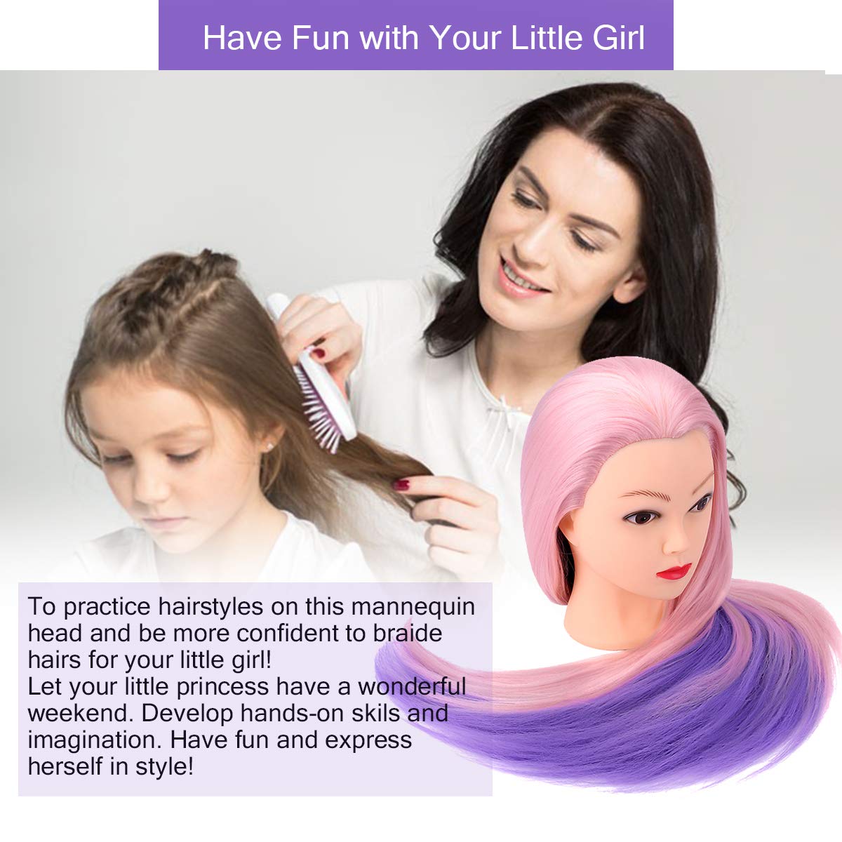 TopDirect synthetic fiber hair detail for realistic styling practice.