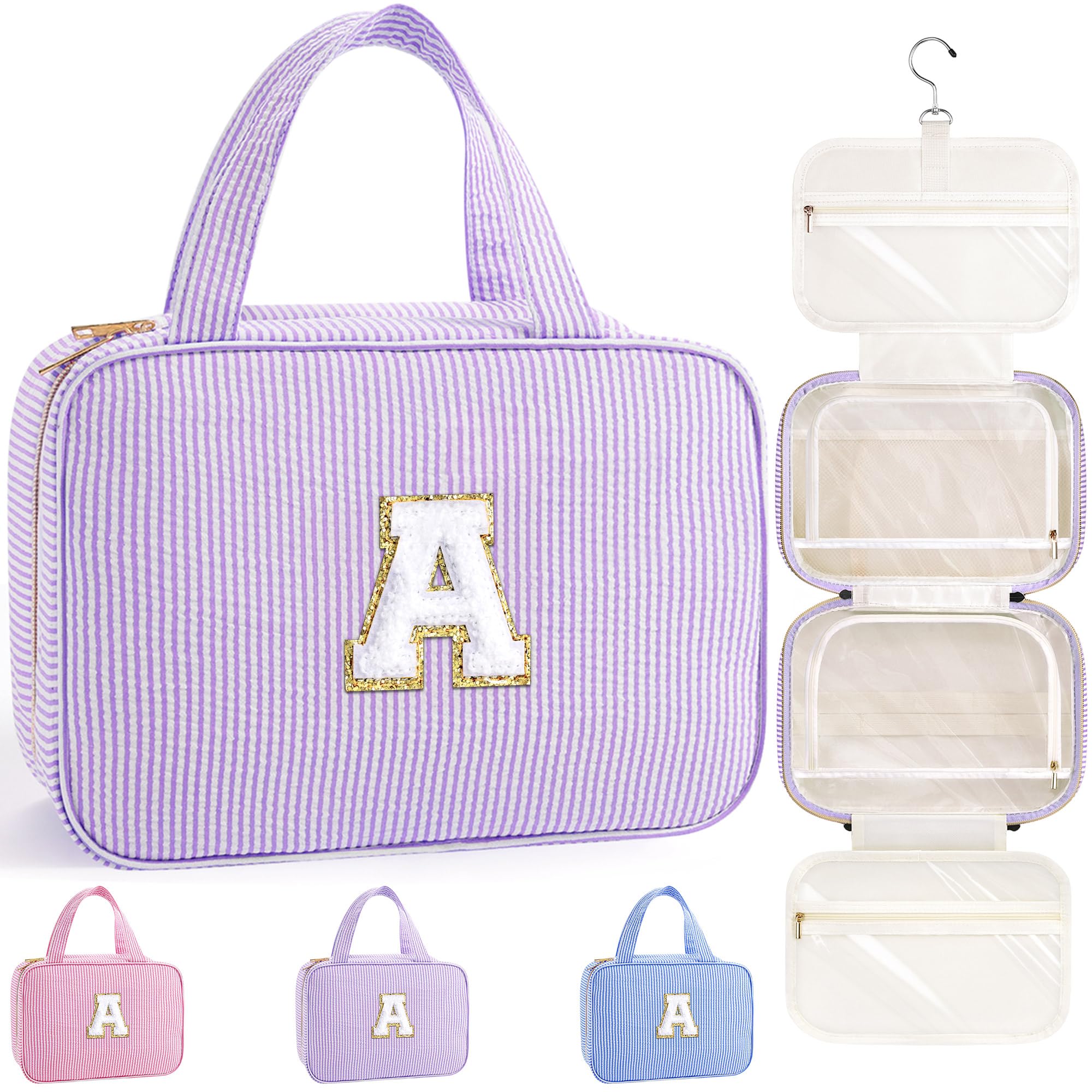 TOPEAST hanging toiletry bag purple A front view for organized packing, great for travel