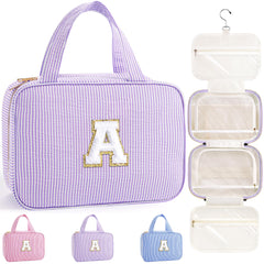 TOPEAST hanging toiletry bag purple A front view for organized packing, great for travel