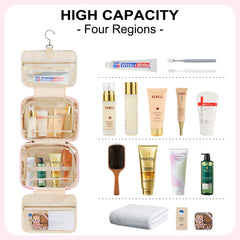 TOPEAST hanging toiletry bag wear-resistant exterior ensures durable travel use.