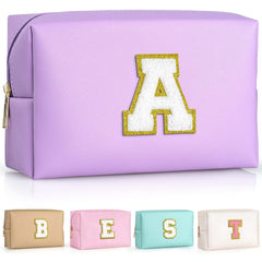 TOPEAST personalized initial patch cosmetic bag in purple for a stylish mom gift