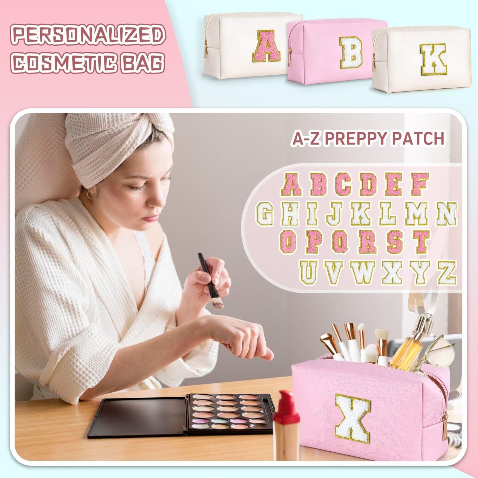 TOPEAST portable cosmetics bag pink D fits in purses for quick touch-ups on the go