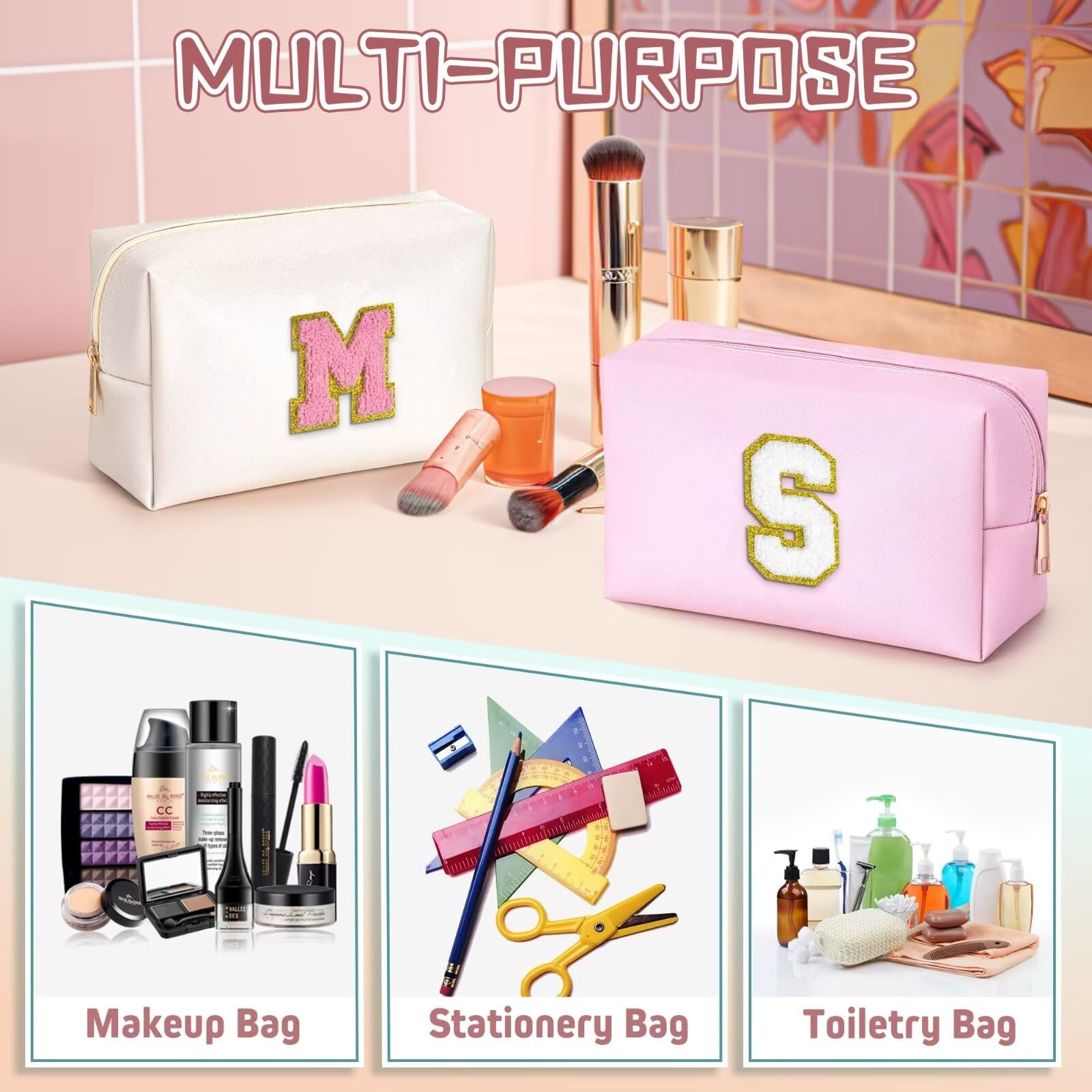 TOPEAST Preppy makeup bag in hand highlights portable daily cosmetics