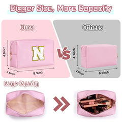 TOPEAST Preppy makeup bag patch with initials adds personalized flair.