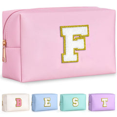 TOPEAST Preppy Makeup Bag pink front view helps you spot your bag quickly.