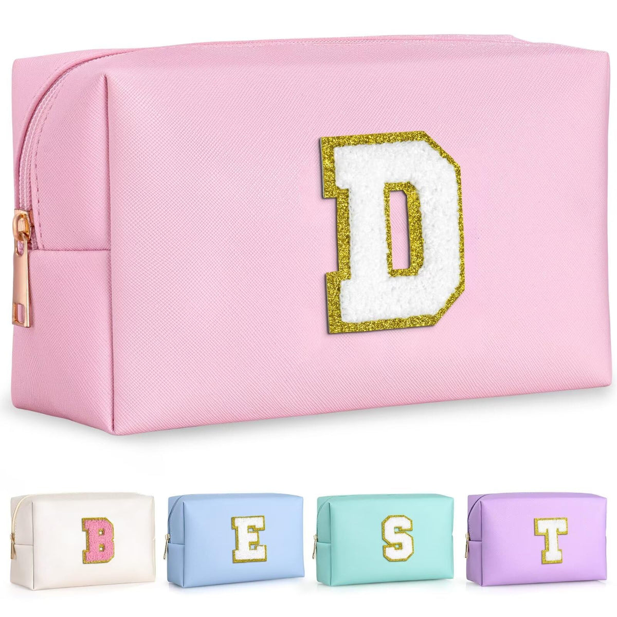 TOPEAST Preppy small makeup bag in pink D with compact design for easy daily carry