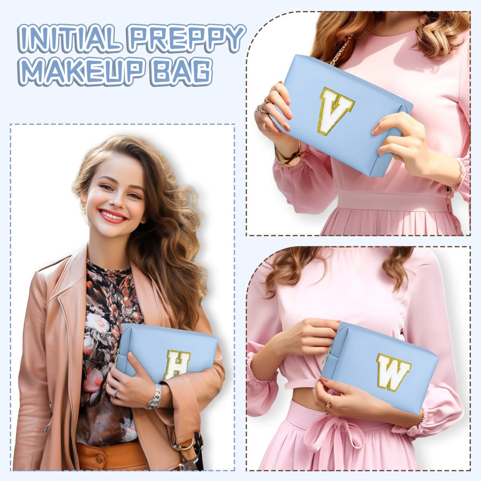 TOPEAST sky blue makeup bag versatile for girls and teens