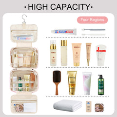 TOPEAST toiletry bag includes a 360-degree swivel hook for easy hanging.