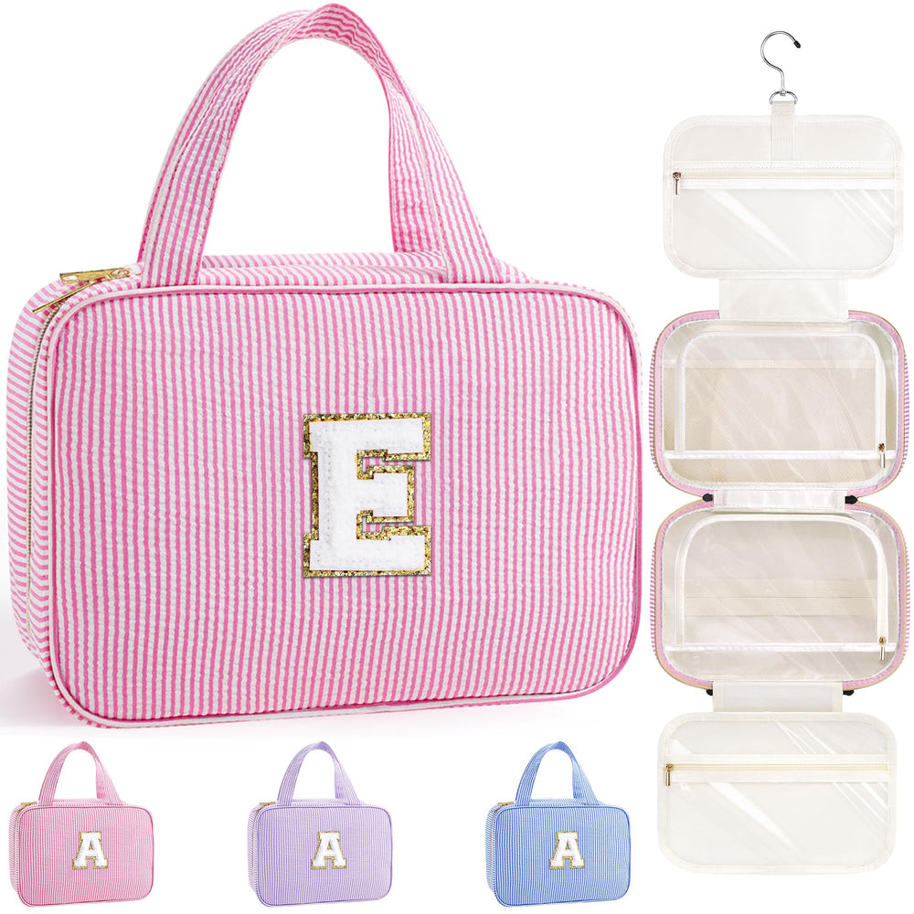 TOPEAST travel hanging toiletry bag in pink keeps cosmetics organized during trips
