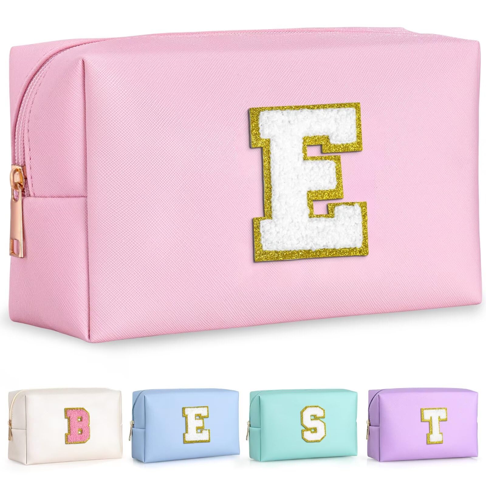 TOPEAST pink-e travel makeup bag front view for easy travel organization